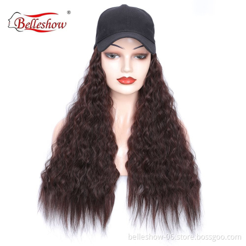 Hot sell wholesale baseball cap wig cheap hat wig fashion avant-garde wool roll wig cap synthetic cap long curly hair